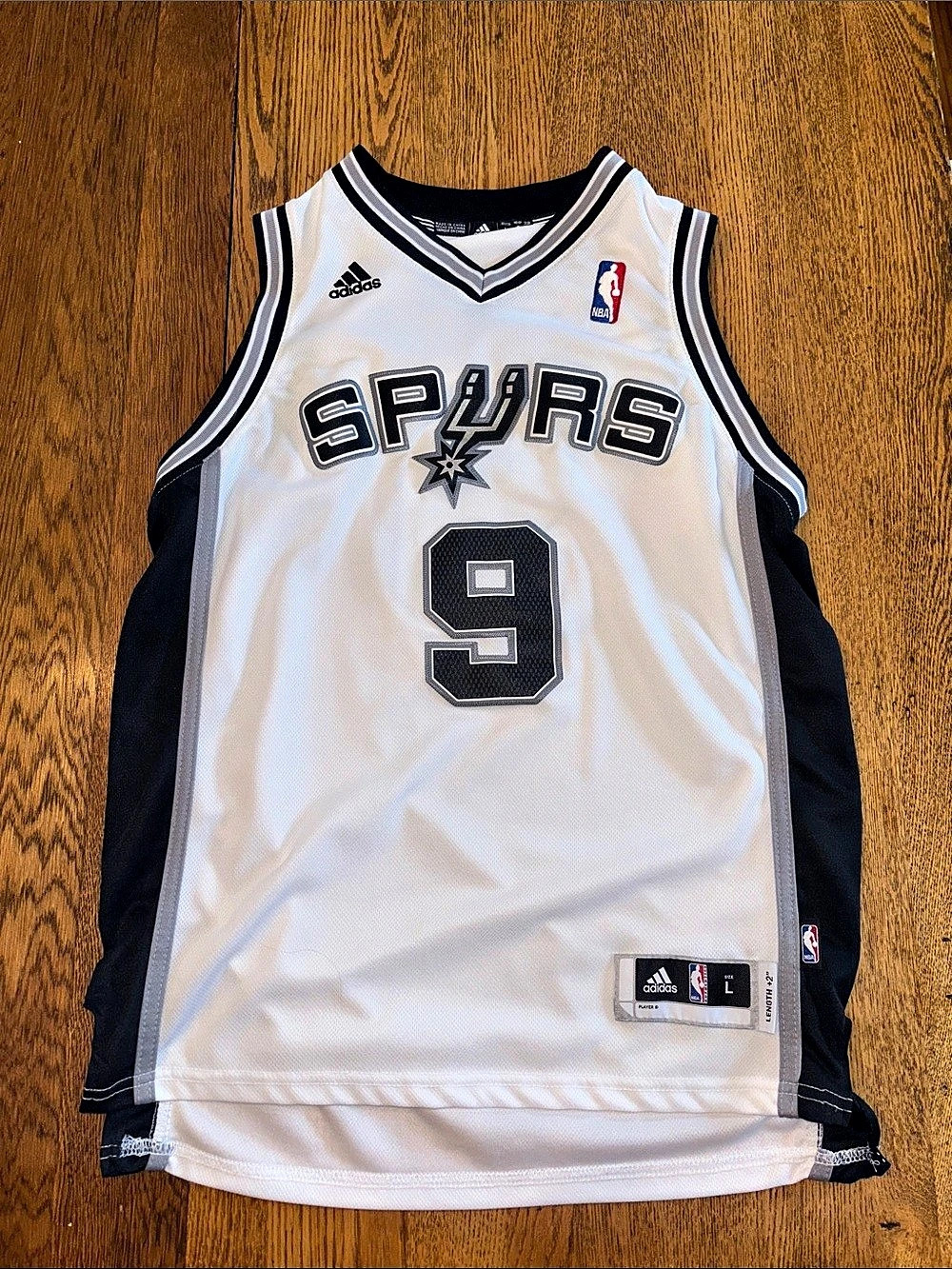 adidas Tony Parker San Antonio Spurs #9 jersey White & Black Large
